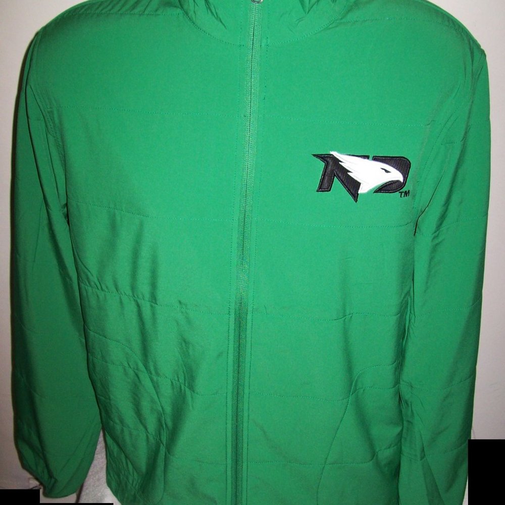 COPY - NORTH DAKOTA FIGHTING HAWKS Full Zip Casual Jacket with Sewn Logo GREEN